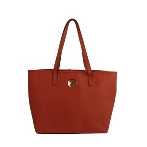 Burnt Orange Leather Tote Bag Structured Shopper